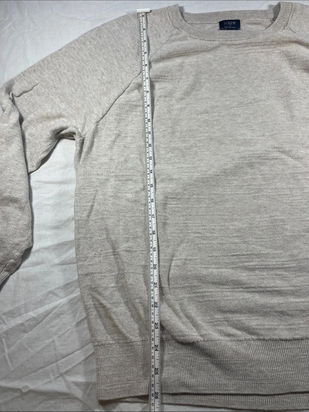 J. Crew Men’s Raglan Budded Crewneck Sweater Size Large in Cream Indie Fisherman